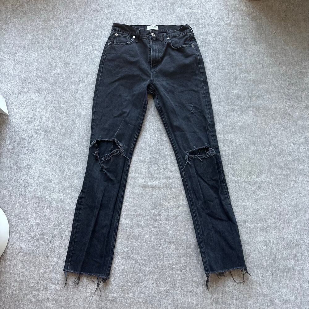 Agolde Black High Rise Cherie Distressed Jeans - Picture 4 of 4